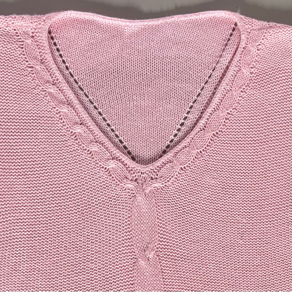 Vintage 80s Angled Cable Knit V-Neck Sweater Knee Length Skirt Two-Piece Set - Picture 11 of 13